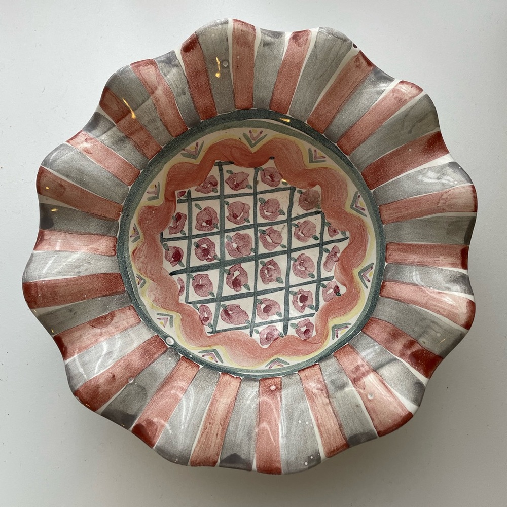 *RARE* Vintage Mackenzie Childs 1994 Rose Cottage Fluted Bowl